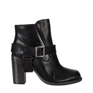 Allsaints Black Moto Shearling Fur Lined Boots Block Heels Chunky size 36 (US6)